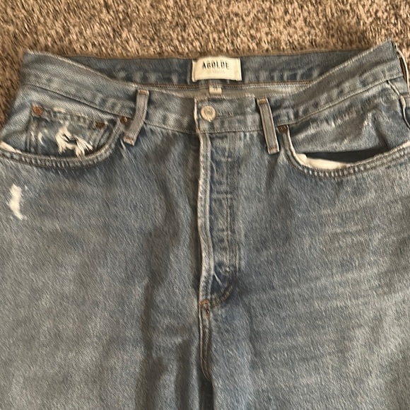 Agolde Light Blue Distressed Denim Jeans - Picture 2 of 14
